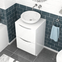 Nes Home White 500mm Freestanding Bathroom Vanity Unit With Round Ceramic Basin - thumbnail 3