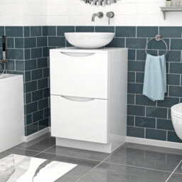 Nes Home White 500mm Freestanding Bathroom Vanity Unit With Round Ceramic Basin - thumbnail 1