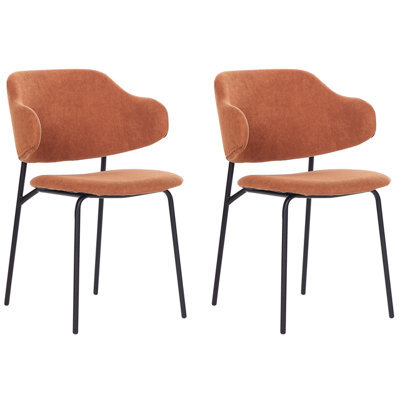 Beliani Set Of 2 Dining Chairs Kenai Fabric Orange - image 1