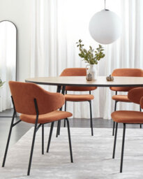 Beliani Set Of 2 Dining Chairs Kenai Fabric Orange - thumbnail 2
