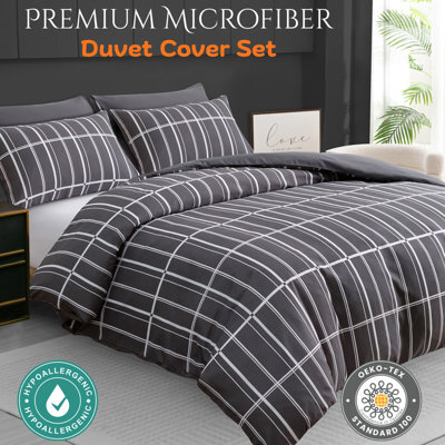 Lazzaro Premium Microfiber Double Duvet Cover Set Reversible Bedding Sets With Zipper Closure - image 1