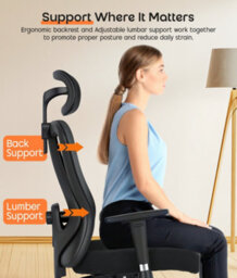 Ergonomic Office Chair With Headrest, 3D Armrests, Lumbar Support, Adjustable Height, Mesh Reclining High Back Swivel Desk Chair - thumbnail 6