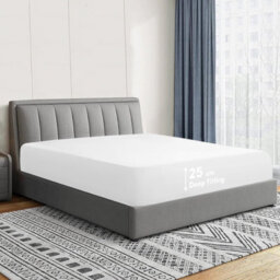 Ameha Plain Microfiber Fitted Sheet 25Cm Deep Pocket- Hypoallergenic Easy Care White Fitted Sheets Uk Double Bedsheet (137X190Cm) - thumbnail 3