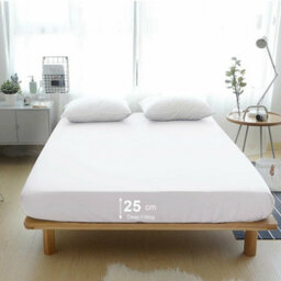 Ameha Plain Microfiber Fitted Sheet 25Cm Deep Pocket- Hypoallergenic Easy Care White Fitted Sheets Uk Double Bedsheet (137X190Cm) - thumbnail 2