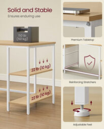 LEDREM Computer Desk, Work Desk With Storage, 3 Shelves, 2 Drawers, 160 X 60 X 76 Cm, For Home Office, Living Room, Industrial Style - thumbnail 6