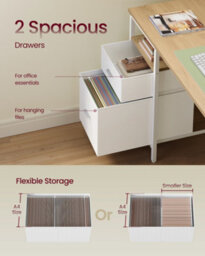 LEDREM Computer Desk, Work Desk With Storage, 3 Shelves, 2 Drawers, 160 X 60 X 76 Cm, For Home Office, Living Room, Industrial Style - thumbnail 3