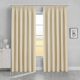 Bedlooms Blackout Curtains Thermal Insulated Pencil Pleat Cream Large Window Curtain (Pair) 90 X 72 Inches With Tie Backs - thumbnail 1