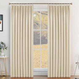 Bedlooms Blackout Curtains Thermal Insulated Pencil Pleat Cream Large Window Curtain (Pair) 90 X 72 Inches With Tie Backs - thumbnail 9