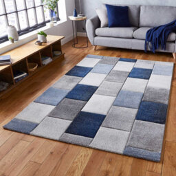 Grey/blue Geometric Modern Machine Made Easy To Clean Rug For Living Room Bedroom And Dining Room-160Cm X 220Cm - thumbnail 1