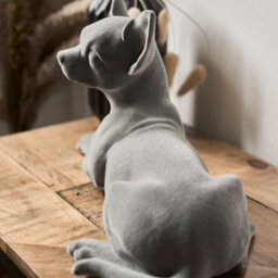 Animal Crackers Laying Chihuahua Dog Figurine Grey Velvet Ornament - thumbnail 7