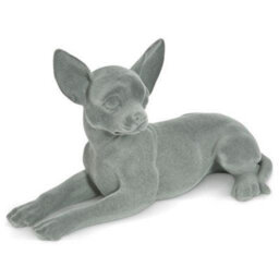 Animal Crackers Laying Chihuahua Dog Figurine Grey Velvet Ornament - thumbnail 3