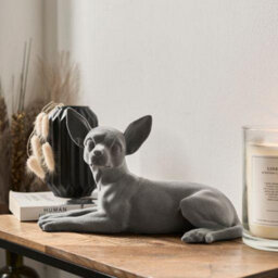 Animal Crackers Laying Chihuahua Dog Figurine Grey Velvet Ornament