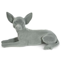 Animal Crackers Laying Chihuahua Dog Figurine Grey Velvet Ornament - thumbnail 2