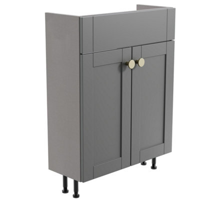 Ashford Slimline Matt Grey Freestanding Bathroom Vanity Unit (H) 820mm (W) 600mm - image 1