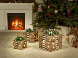 Beliani Set Of 3 Christmas Decorations Led Arreskov Christmas Gifts 20/25/30 Cm Brown - thumbnail 2
