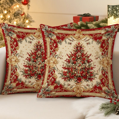 Amorly 2Pack Christmas Tree Cushion Covers, Soft Zippered Pillowcases Without Insert, Festive Decor For Sofa, Living Room Home Decoration - image 1