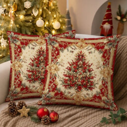 Amorly 2Pack Christmas Tree Cushion Covers, Soft Zippered Pillowcases Without Insert, Festive Decor For Sofa, Living Room Home Decoration - thumbnail 7