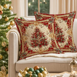 Amorly 2Pack Christmas Tree Cushion Covers, Soft Zippered Pillowcases Without Insert, Festive Decor For Sofa, Living Room Home Decoration - thumbnail 5