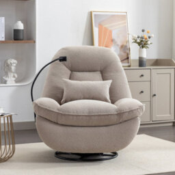 Fallon Boucle Fabric Swivel Based Recliner Chair - Light Brown - thumbnail 4