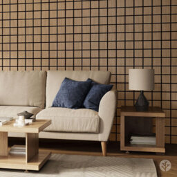 Wvh Oak Check Geometric Wood Veneer Acoustic Felt Backing Decorative Sound-Absorbing Solution For Homes, Offices, And Studios - thumbnail 5