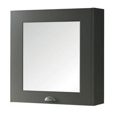 Clifton Bathroom Mirror Cabinet 600mm Wide - Matt Grey - (Aberdeen) - image 1