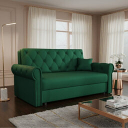 Viva Roma Iii Living Room Sofa Bed With Storage Polyurethane Foam Hr Foam Wave Springs Metal Legs 168X85X98Cm Green - thumbnail 1