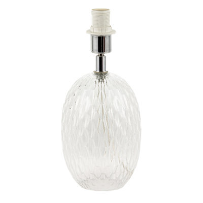 Happy Homewares Elegant Clear Glass Table Lamp Base With Textured Diamond Cut Pattern - image 1