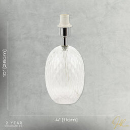 Happy Homewares Elegant Clear Glass Table Lamp Base With Textured Diamond Cut Pattern - thumbnail 6
