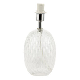 Happy Homewares Elegant Clear Glass Table Lamp Base With Textured Diamond Cut Pattern - thumbnail 3