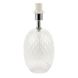 Happy Homewares Elegant Clear Glass Table Lamp Base With Textured Diamond Cut Pattern - thumbnail 1