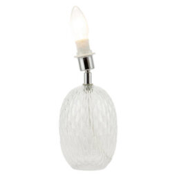 Happy Homewares Elegant Clear Glass Table Lamp Base With Textured Diamond Cut Pattern - thumbnail 2