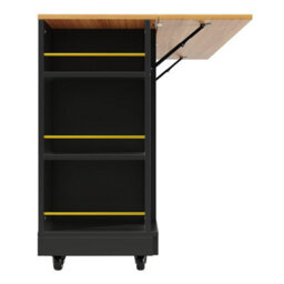 Abrihome Mobile Kitchen Island Cart W/ 2 Drawers, Foldable Worktop & Storage Racks - Black, Space-Saving - thumbnail 9