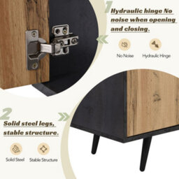 HomeTouch Modern Wood And Grey Grain Tv Stand Tv Unite With Large Storage Space Living Room Furniture - thumbnail 4