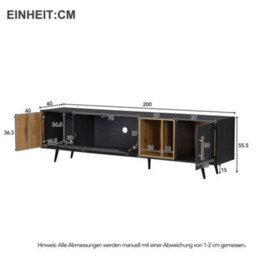 HomeTouch Modern Wood And Grey Grain Tv Stand Tv Unite With Large Storage Space Living Room Furniture - thumbnail 7