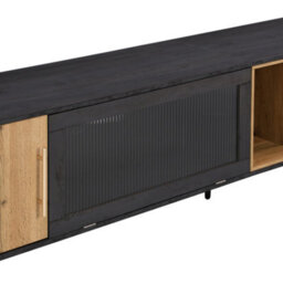 HomeTouch Modern Wood And Grey Grain Tv Stand Tv Unite With Large Storage Space Living Room Furniture - thumbnail 8