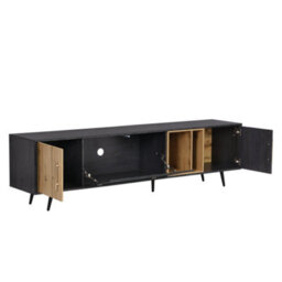 HomeTouch Modern Wood And Grey Grain Tv Stand Tv Unite With Large Storage Space Living Room Furniture - thumbnail 6