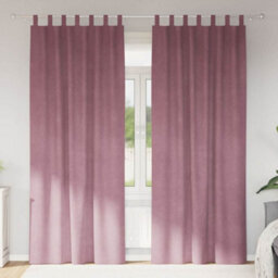 Berkfield Blackout Curtains With Hanging Loops 2 Pcs Dark Pink Velvet