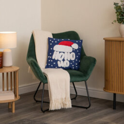 Samuel Alexander 44Cm Dark Blue Ho Ho Ho Santa Hat Soft Christmas Decorative Cushion - thumbnail 2