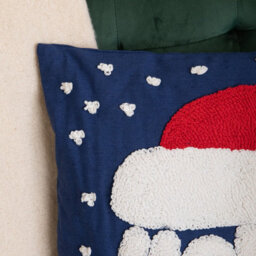 Samuel Alexander 44Cm Dark Blue Ho Ho Ho Santa Hat Soft Christmas Decorative Cushion - thumbnail 3