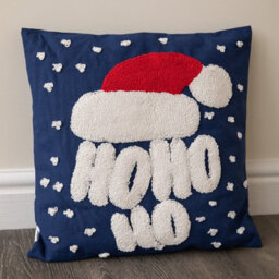 Samuel Alexander 44Cm Dark Blue Ho Ho Ho Santa Hat Soft Christmas Decorative Cushion - thumbnail 7