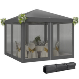 Outsunny Heavy Duty Pop Up Gazebo With Removable Mesh Sidewall Grey - thumbnail 2