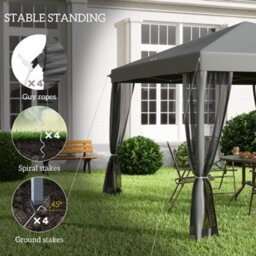 Outsunny Heavy Duty Pop Up Gazebo With Removable Mesh Sidewall Grey - thumbnail 6