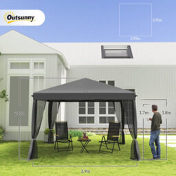 Outsunny Heavy Duty Pop Up Gazebo With Removable Mesh Sidewall Grey - thumbnail 3
