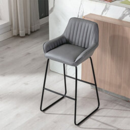 Set Of 2 Kali Pu Bar Stool Grey Dining Room High Chairs - thumbnail 2