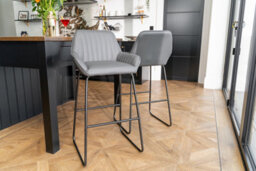 Set Of 2 Kali Pu Bar Stool Grey Dining Room High Chairs - thumbnail 7