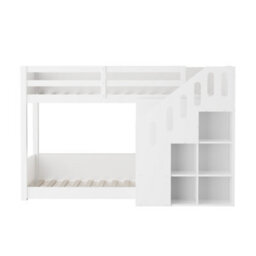 Matteo White Children's Bunk Bed With Storage Stairs - Space-Saving 3Ft Single Pine Frame For 2 Kids - thumbnail 9