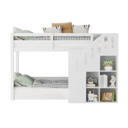 Matteo White Children's Bunk Bed With Storage Stairs - Space-Saving 3Ft Single Pine Frame For 2 Kids - thumbnail 7