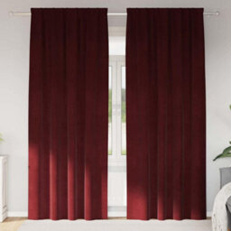 Berkfield Blackout Curtains With Top Tape 2 Pcs Wine Red Velvet