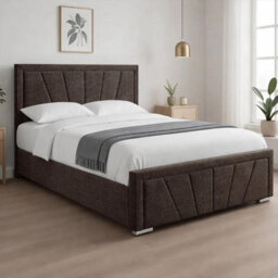 Naples Slate Upholstered Sunrise Super King Size Bed Frame, Modern Luxury Floor-Standing Headboard & Footboard - thumbnail 2