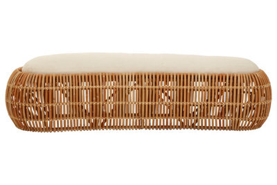 Premier Housewares Interiors By Premier Wide Rattan Bean Bench, Rattan Bean Stool For Home, Outdoor, Lounge, Living Room, Unique Curved Rattan Stool - image 1
